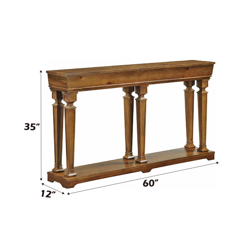 One Allium Way® Rustic 72" Wood Console Table w/ Shelf & Tapered Legs ...